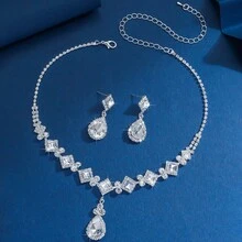 1 Set Exquisite Women's Luxury Style Jewelry Set For Party, Event And Daily Wear (1 Necklace + 1 Pair Earrings) - A - View 9