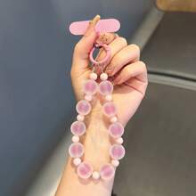 1pc Matte Beaded Phone Chain Charm, Unique Premium Frosted Texture Bracelet, Niche Wrist Chain, Summer Fresh Candy Color Hanging Chain, Travel Anti-Loss Charm, Camera/ Pendant, Bag/Case Strap With Clip - Multicolor - View 4