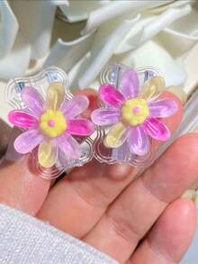 1 Set TPU Flower Data Cable Protector, Protects Data Cable, Made Of Durable ABS Material - Suitable Compatible With Apple 18W/20W Charger, Protects Charging Phone Cable From Damage Protector - Pink Purple Rainbow Daisy - View 9