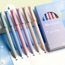 6pcs Assorted Color Neutral Pens Office Supplies Ballpoint Pens Colored Pens Back To School, 0.5mm Colored Signature Pens Student Writing Ink Pens Ballpoint Pens School Office Stationery - Morandi - View 3