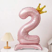 1個 42英吋特大號 4D珍珠粉數字氣球，女孩生日裝飾，1歲生日拍照道具，生日裝飾氣球 - 粉紅色的 - 查看 14