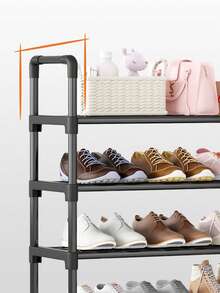 Estantería para zapatos de 2-6 niveles, capacidad de 2 pares por estante, estantería de metal duradera, estantería apilable pequeña, adecuada para habitación/dormitorio/sala de estar/almacenamiento de zapatos - Negro - Ver 5