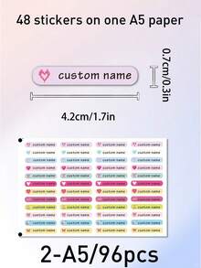 Custom Heart Name Stickers,Personalized Pen Labels,Cute Cartoon Decals,Customized Name Tags,Customizable Back To School Gift,Personalized Stickers - Style a - View 10