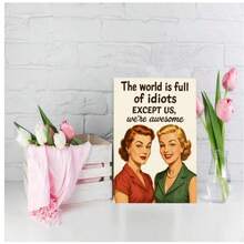 1pc Women Friend Birthday Card, Humorous "The World Is Full Of Fools" Design, Gift For Female Best Friend - A - View 2