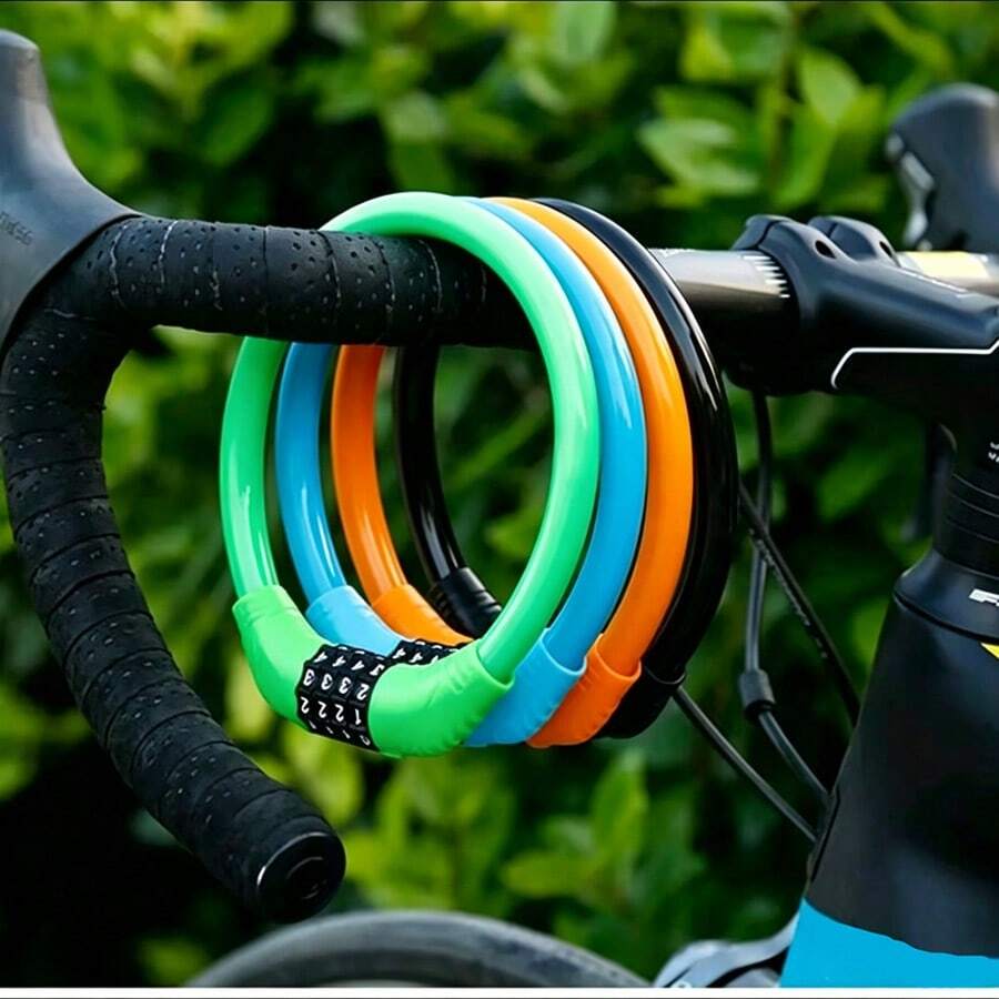 1 Buah Gembok Bulat Kombinasi Kata Sandi Sepeda Gunung, Kabel Baja Anti-Pencurian, Gembok Cincin Mini Portabel, Universal untuk Sepeda Gunung, Sepeda Balap, dan Aksesoris Sepeda - MultiWarna - View 1