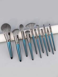 11Pcs Professional Makeup Brush Set, Soft Synthetic Bristles Cosmetic Brushes Kit, Foundation Powder Blush Contour Eyeshadow Face Makeup Tools For Beginners - Multicolor - View 2