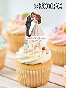 Customized Photo Cupcake Toppers, Personalizable With Name, Wedding Date And Photo, Romantic Dessert Table Decor, Suitable For Wedding Reception, Engagement Party, Anniversary, Wedding Celebration And Birthday Cake Display - Multicolor 1 - View 15