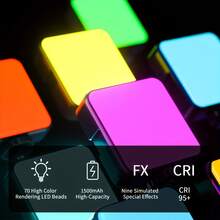 IReal X1 RGB Pocket Fill Light, Portable Mini LED Photography Light, Suitable For Phone Selfie, Outdoor Vlog Shooting, Live Streaming And DSLR Camera Full Color Video Light - one-size - View 10