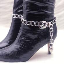 1pc Gold Chunky Chain Boot Charm, Adjustable Buckle Ankle Chain With Arrow Tassel Pendant, Detachable Western Cowboy Boot Decoration Accessory, Suitable For Women's Rodeo Style - Multicolor - View 4