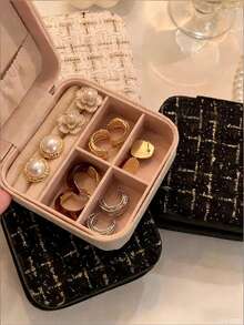 1pc Travel Jewelry Box, Dust-Proof Jewelry Storage Box, Portable Multi-Functional Storage Box, Desktop Jewelry Storage Box, Multi-Compartment Jewelry Display Box, Necklace, Earring, Bracelet Storage Box, Gift Storage Box, Ideal Holiday Gift. - Jewelry Box - View 6