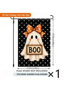 1pc Halloween Ghost Garden Flag, Suitable For Outdoor Home And Yard Holiday Decoration, Halloween Party, Trick Or Treat, Day Of The Dead, Horror Theme Party, Halloween Candy Party, Theme Party, Vintage Style Party And Haunted House - One Size Fits All - View 9