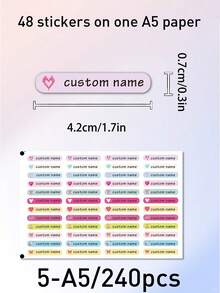 Custom Heart Name Stickers,Personalized Pen Labels,Cute Cartoon Decals,Customized Name Tags,Customizable Back To School Gift,Personalized Stickers - Style a - View 11