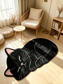 1pc Black Cat Sleeping Shaped Doormat, Welcome Mat, Carpet, Floor Mat, Universal Doormat, Bedroom Carpet, Area Rug - Multicolor - View 4