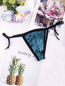 5 Pieces Of Men's Thong Underwear, Smooth Silk Underwear With Bow Tie, Suitable For Daily And Special Occasions - 混合色 - 查看 9