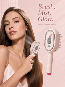 3-In-1 Electric Mist Detangling Brush With Self-Cleaning Design, Fine Mist Evenly Moisturizes Hair To Help Detangle And Smooth Frizzy Hair, Portable Hair Styling Tool For Daily Grooming, Suitable For Home And Travel, Fits Long, Short, Straight, And Curly Hair For Daily Styling - Multicolor - View 2