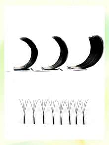 12 Rows 4D W-Shape Narrow Lash Extension Set C/D/L/M Curl 8-15mm Mixed Fluffy Pre-Made Cluster Lashes, Lash Artist Supplies, Hand-Woven Pre-Made Fan Lashes, Thickened Cashmere Lightweight Style - View 3