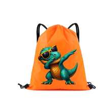 1pc Drawstring Bag With Fashion Glasses T-Rex Print, Lightweight Sports Backpack For Swimming & Fitness - Multicolor - View 7