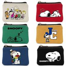 Snoopy Coin Purse Canvas Bag Card Holder Minimalist Small Pouch Cartoon Storage Bag, Lightweight Travel Portable Storage Bag, Travel Storage Bag - Multicolor - View 2
