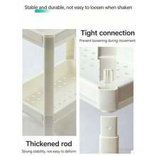 3-Tier Storage Shelf With Universal Wheels, Multi-Functional Storage Rack For Bathroom And Kitchen, Storage Trolley, Sturdy And Durable. Ideal For Storing Items In Narrow Gaps And Corners, Perfect For Kitchens, Bathrooms And Dormitories. - White - View 6