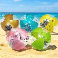 1pc Transparent PVC Inflatable Colorful Ball, Beach Ball, Inflatable Pool Toy, Outdoor Game Party Decoration, Suitable For Family Gathering Party Pool - Multicolor - View 6