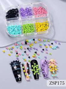 6 Peças Conjunto de Tachas de Unhas com Micro Cone Fosco, Decoração de Unhas com Rebite Triangular Punk Multicolorido, Encantos de Unhas 3D de Plástico Rígido, Adequado para Arte de Unhas Estilo Gótico de Rua Estilo Fofo, Decoração de Unhas 3D Cor de Doce Vibrante, Acessórios de Unhas Y2K - Multicolorido - Visão 11