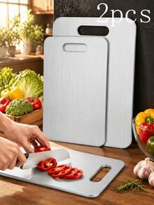 2pcs Stainless Steel Cutting Boards, Suitable For Cutting Fruits, Vegetables And Meats, Portable And Durable, Easy To Clean, Suitable For Multiple Scenarios, Mother's Day Or Christmas Gifts, 5 Sizes Available - Multicolor - View 15