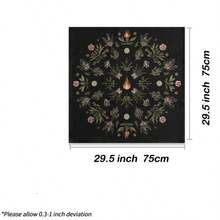 1pc 1pc Black Mandala Botanical Witch Tarot Cloth Floral Crystal Flame Print Square Altar Mat Soft Fabric Tarot Spread Table Tapestry Mystic Spiritual Ritual Bedroom Decor Gift - Black - View 10
