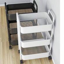 3 Layer Removable Metal Utility Trolley With Rotatable Wheels, Modern Minimalist Carbon Steel Rolling Storage Rack For Household Sundries Kitchen Bedroom Bathroom Use - View 6