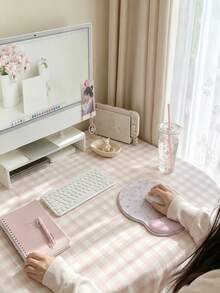 Fashion Heart-Shaped Bow Mouse Pad With Wrist Rest, Cute Ergonomic Wrist Support, Suitable For Girls, Applicable To Office Desk, Laptop And Keyboard, Perfect For Desktop, Office Or Room Decor, Laptop Mouse Keyboard > Bluetooth Office Desk Area, Computer Peripherals Computer Accessories, Hour Gaming Keyboard Setup - View 2