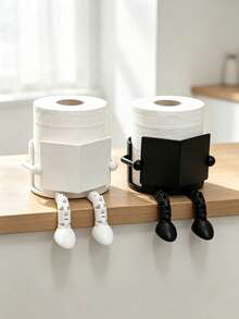 2/1pc Book Lover Exclusive Fun Toilet Paper Holder, Sitting Reading Figure Toilet Paper Holder, Desktop Standing Tissue Storage Decorative Rack, Suitable For Desktop Storage, Bathroom Storage, Bathroom Accessories, Kitchen Storage, Kitchen Accessories, Home Storage, Home Decor, College Dorm Essential, Back To School, Halloween, Christmas Gift Best Choice - Multicolor - View 8