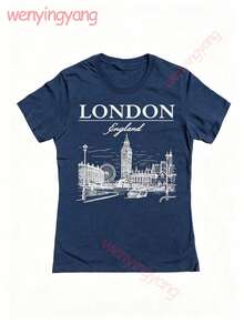 Social Collective London Tm Graphic Cotton Ladies Fitted-Shirt100% Comfortable Cotton Unisex Comfortable Retro Cotton T-Shirt-K91 - 藏蓝色 - 查看 17