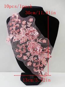 全新蕾丝网绣花水钻串珠亮片贴花，DIY 服装配饰，新娘礼服装饰，尺寸：30 厘米长 x 13 厘米宽，多种颜色可选 - 多色 - 查看 45