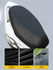Universal Black Motorcycle Seat Elastic Cover, Full Coverage All-Season Faux Leather Seat Cover, Scratch-Resistant Wear-Resistant Sun-Proof Seat Cover - A - View 4