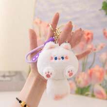 1 pieza Llavero colgante de peluche de animal relleno con diseño de gato con bollo - Multicolor - Ver 14