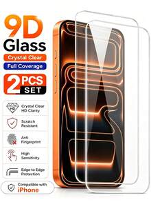 2pcs Full Coverage HD Tempered Glass Screen Protector, Anti-Drop Anti-Collision Anti-Fingerprint, High Hardness Material Effectively Resists Daily Wear And Tear, Doesn't Easily Leave Scratches When Placed In Backpack Or Contacting Hard Objects, Compatible With Iphone 18 Pro Max/18 Pro/17e/17 Pro Max/17 Pro/17 Air/17/16 Pro Max/16 Pro/16 Plus/16/15 Pro Max/15/14/13/12 And Other Models - Clear - View 35