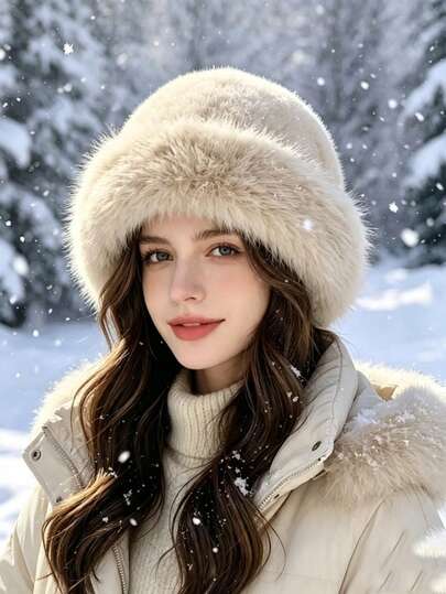 2027 Autumn/Winter New Plush Hat, Winter Warm Faux Fur Mink Fur High-End Fluffy Women's Lady Style Fashion