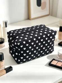 6/1入蝴蝶結絎縫化妝包，迷你化妝收納包，女款簡約拉鍊旅行包，唇彩收納袋，便攜旅行洗漱收納包，多功能收納袋，適用居家收納、戶外旅行、海灘度假 - 彩色 - 查看 9