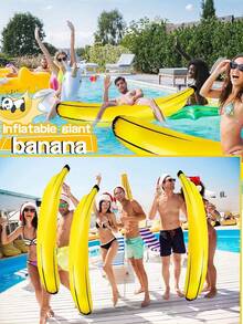 1pc Cartoon Banana Shaped Inflatable Float, Thickened PVC Material, Easy To Store Inflatable Floating Raft, Suitable For Vacation Party, Swimming Pool, Beach, Water Party, Photography, Etc. - Banana Floats - View 4