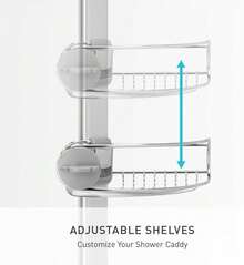 Simplehuman, Organizador de ducha grande ajustable O6DH - Acero inoxidable mate + aluminio anodizado - Ver 3