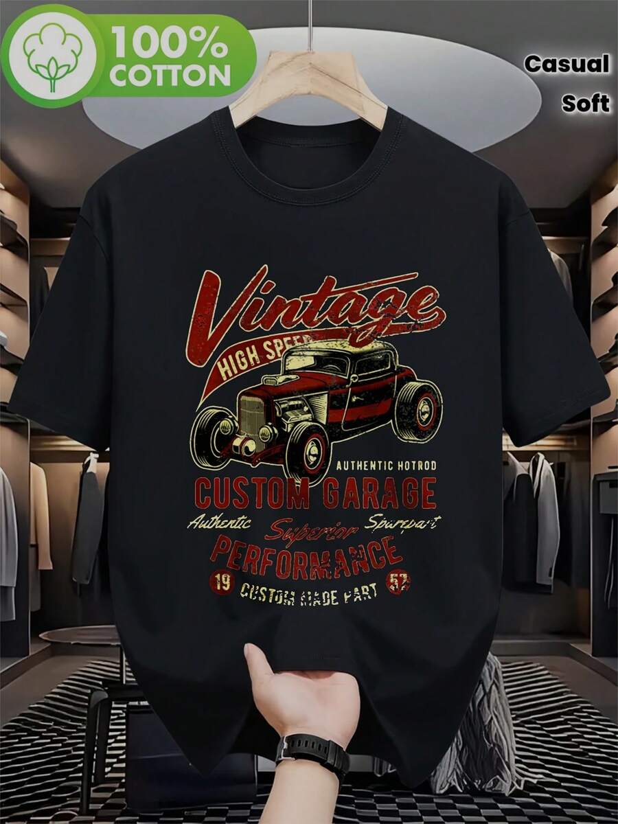 Camiseta Clásica T-Bucket Hot Rod 1957, Estilo Años 30, 40 y 50, Negra, Algodón Puro, Deportiva, para Viajes, Uso Diario, Suave y Casual - Negro - Ver 1