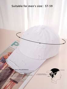 1 pieza Gorra de béisbol estilo Y2K unisex lavada y desgastada, adecuada para deportes, atuendos, protección solar, desplazamientos diarios, sombrero de protección solar para exteriores - Blanco - Ver 3