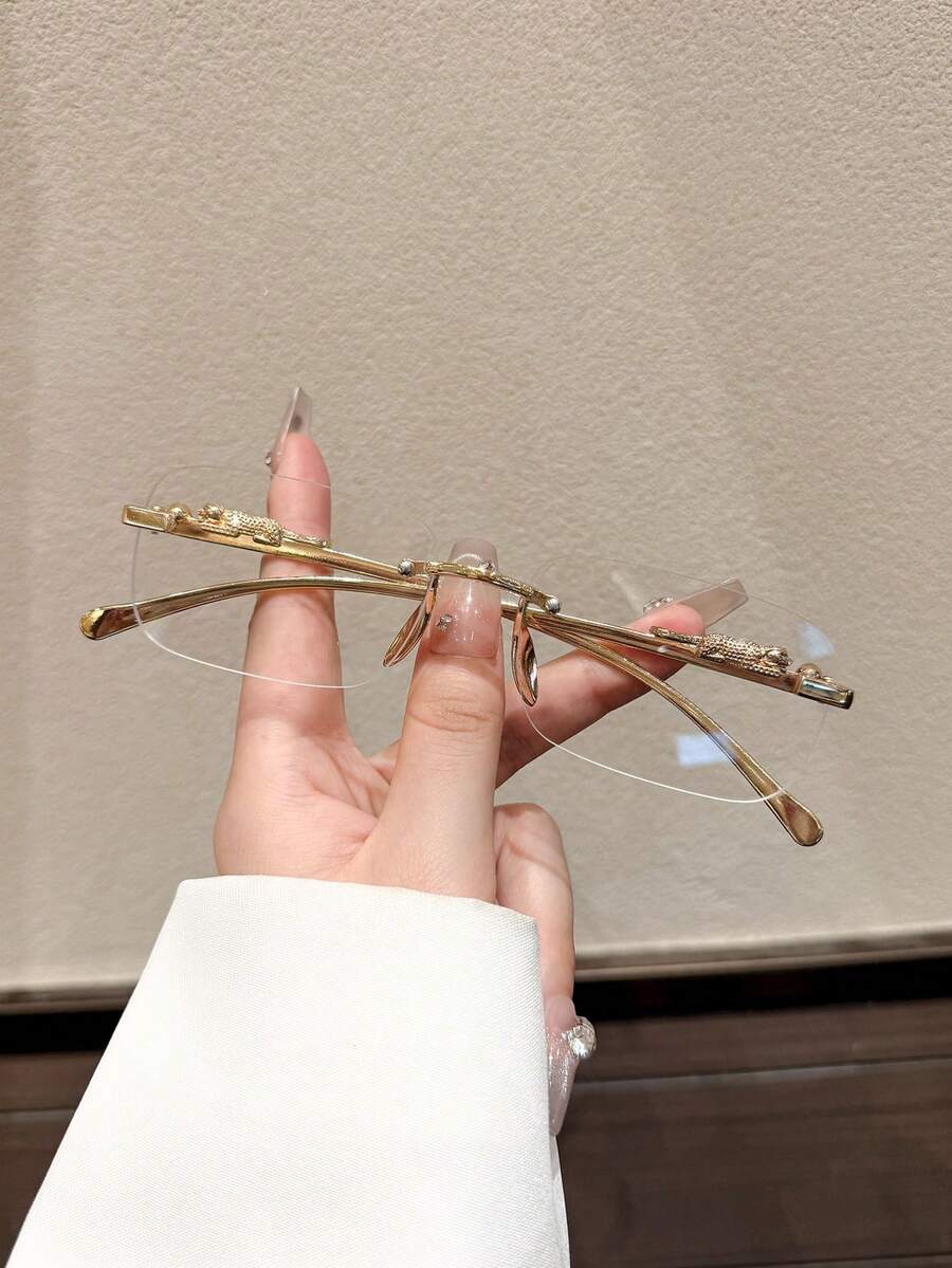 新款無框長方形眼鏡,百搭時尚設計,適合女性與男性,適用於攝影、日常配戴與裝飾用途 - 彩色 - 查看 1