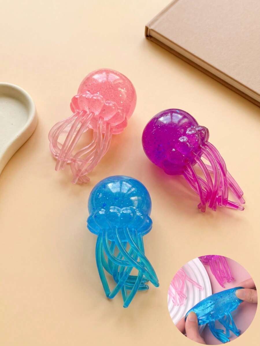 Maltose Jellyfish Squeeze Toy, Soft Transparent Stress Ball, Slow Rebound Pressure Relief Ball, Soothing Sensory Finger Toy, Realistic Animal Stress Relief Toy, Ocean Creature Prank Toy, Gift Bag Filler, Desk Decor, Birthday Gift, Party Favor