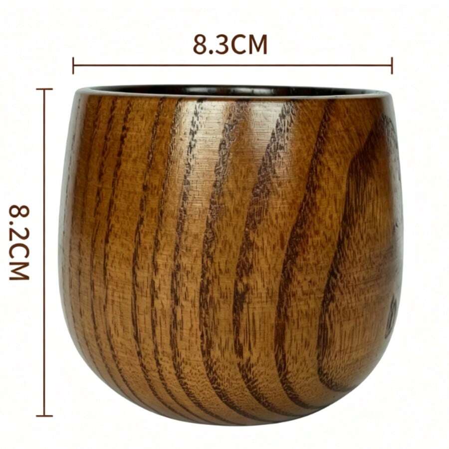 碳化紅棗木功夫茶杯 創意木製茶具杯 大肚杯 - 棕色 - 查看 1