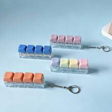 4-Key Mechanical Keyboard Keycap With Colorful & Vibrant Macaron Colors & Stress Relief Toy Keychain Pendant & Effective Stress Relief Keyboard, Soft & Crispy Keys For Office Fidgeting & Teenager Stress Relief Toy Gift - Multicolor - View 2