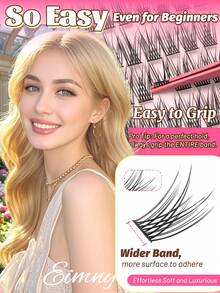 Eimny 300pcs Manga Lash Clusters Kit, 10-16mm D Curl DIY Eyelash Extensions, Natural Wispy Spiky Cat Eye Lashes , Super Easy To Apply, False Lashes For Beginners, Daily & Party Use, Lightweight & Comfortable - C - View 5