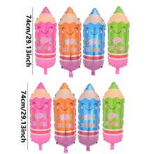 4/8pcs 74cm 4-Color Pencil Shaped Back To School Party Decoration Cartoon Balloon Set - View 6