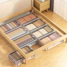 1pc Rectangular Shoe Box, Transparent PVC Material, Multi-Functional Storage, Steel Frame Support, With 2 Removable Windows, Suitable For Sneakers And High Heels, Can Be Placed Under Bed, Dust-Proof Foldable Underbed Shoe Box - Multicolor - View 9