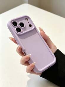 Minimalist Thick Shockproof Light Purple Full Coverage Phone Case, Compatible With IPhone 17/17 Pro/17 Pro Max/16 Pro Max/16/16 Pro/16 Plus/16E/15/15 Plus/15 Pro/15 Pro Max/11/12/13/14 Pro Max/XS/XR/11 Pro/11 Pro Max/12 Pro/12 Pro Max/13 Pro/13 Pro Max/7 Plus/14 Pro/14 Pro Max/14 Plus/7 Plus/8 Plus/8, Soft Shell Waterproof Shockproof Scratch-Resistant, Fresh Fashion Spring/Summer New Phone Case - Purple - View 5