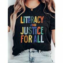 Comfort Literacy And Justice For All Shirt, Reading Shirt, Book Club Shirt, Librarian Gift Tee, Literacy Education Shirt, Plus Size, 100% Cotton - Black001 - View 3